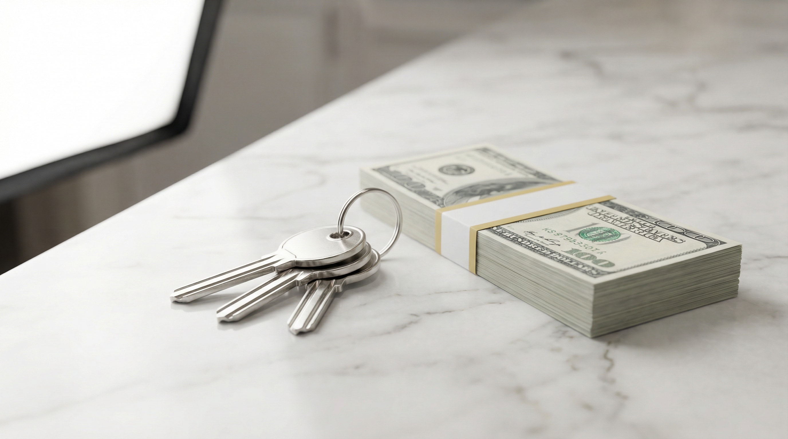 House keys next to cash representing a fast cash home sale in Colorado